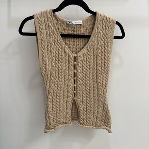 Zara Beige Cable Knit Vest